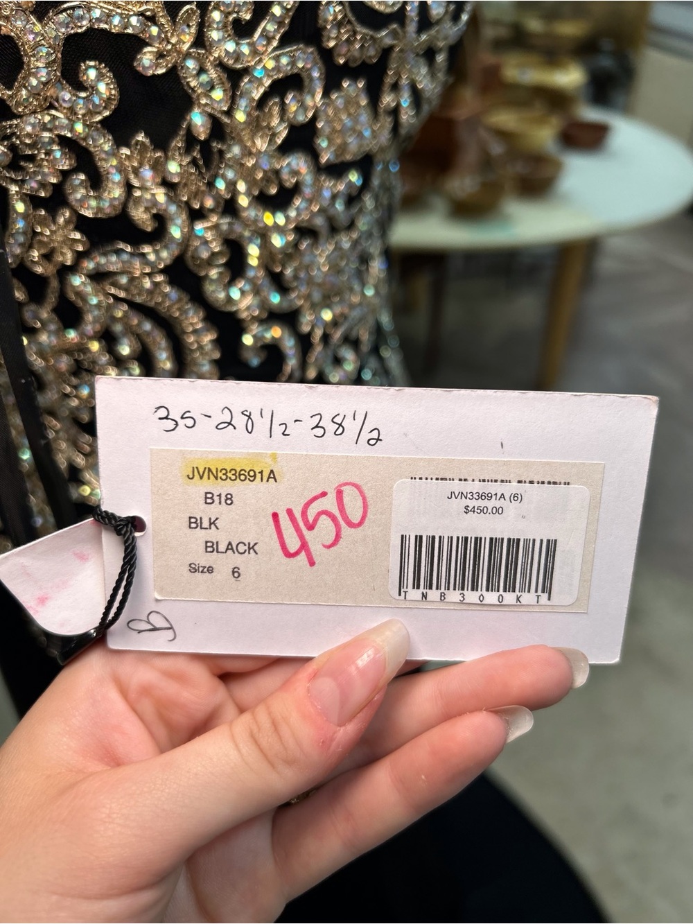 Jovani Black Prom Gown with Gold Appliqué Halter - Picture 5 of 6